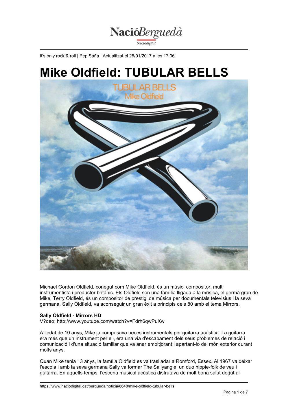 Mike Oldfield: TUBULAR BELLS