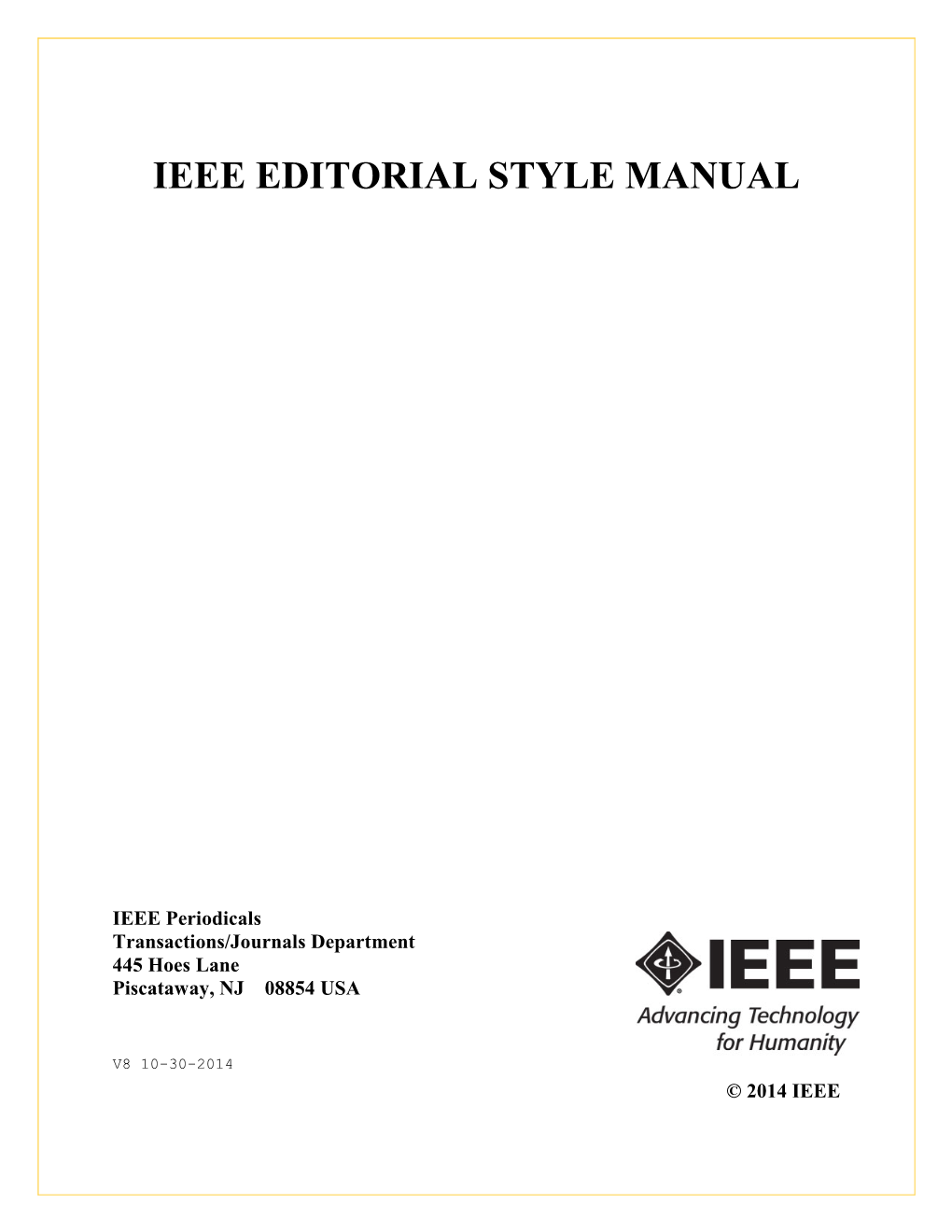 Ieee Editorial Style Manual