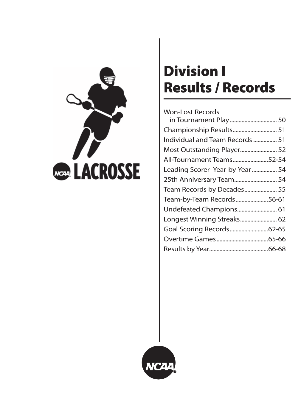 Division I Results / Records