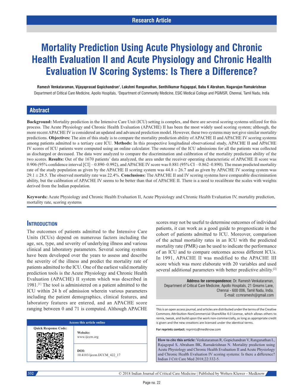 Mortality Prediction Using Acute Physiology and Chronic Health