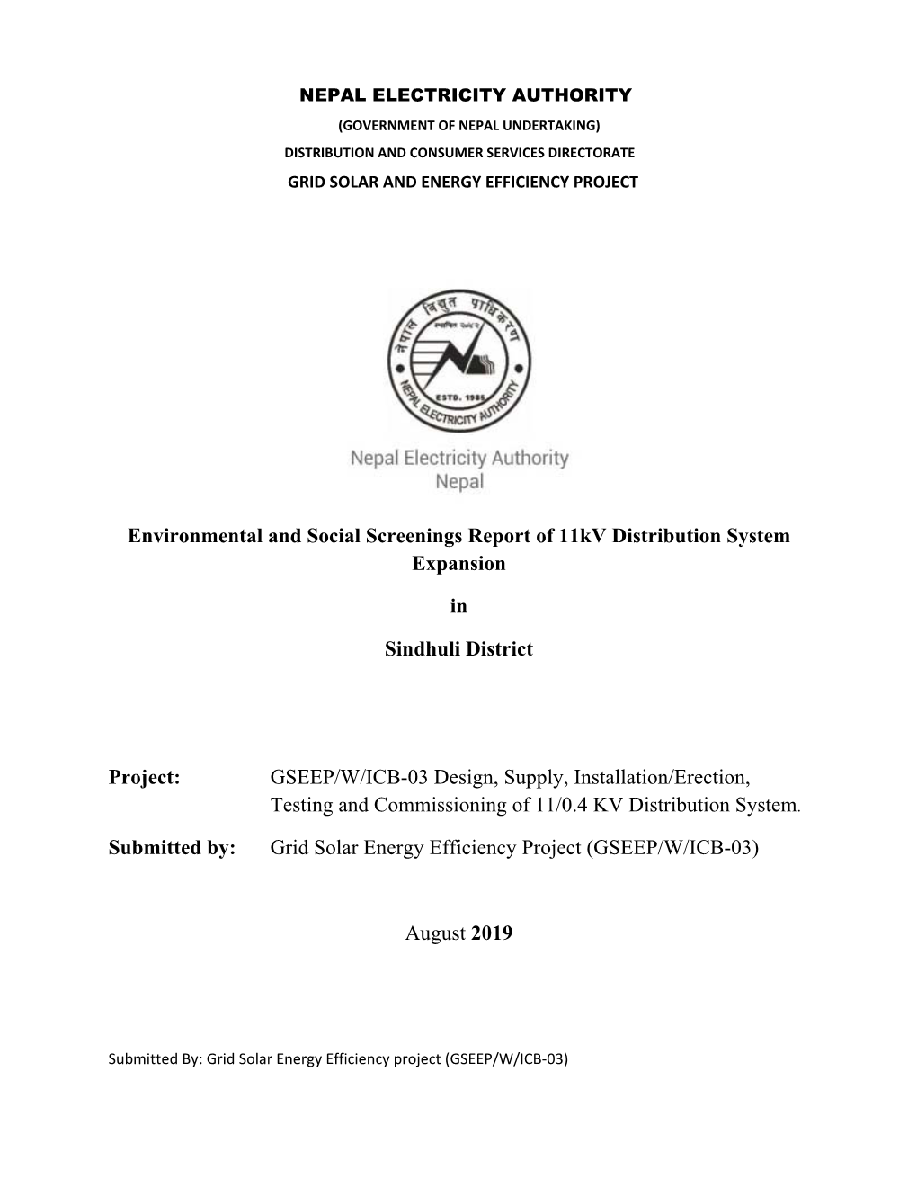 Environmental and Social Screenings Report of 11Kv Distribution System Expansion