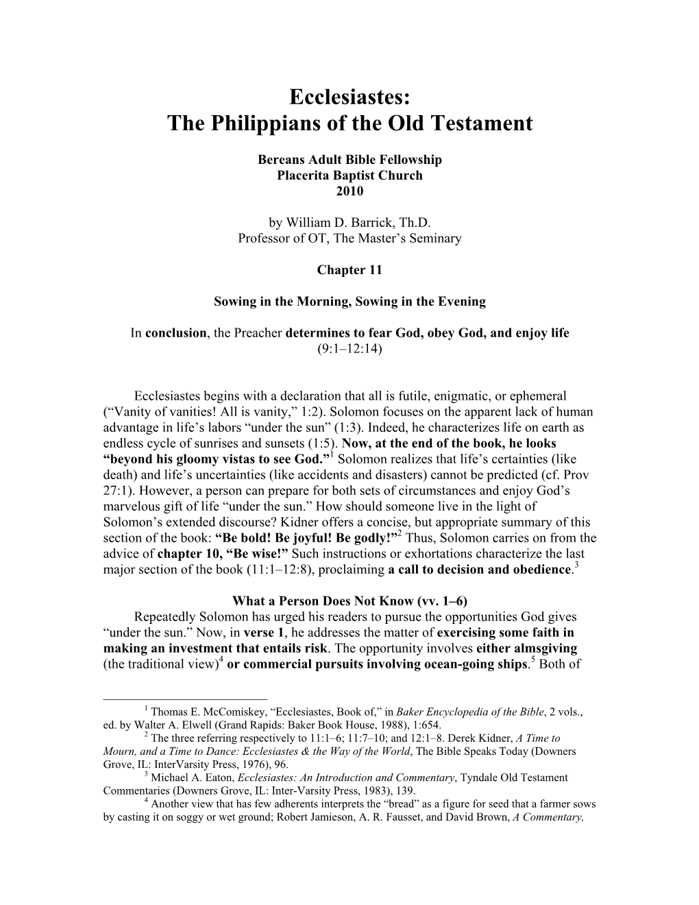 Ecclesiastes: the Philippians of the Old Testament