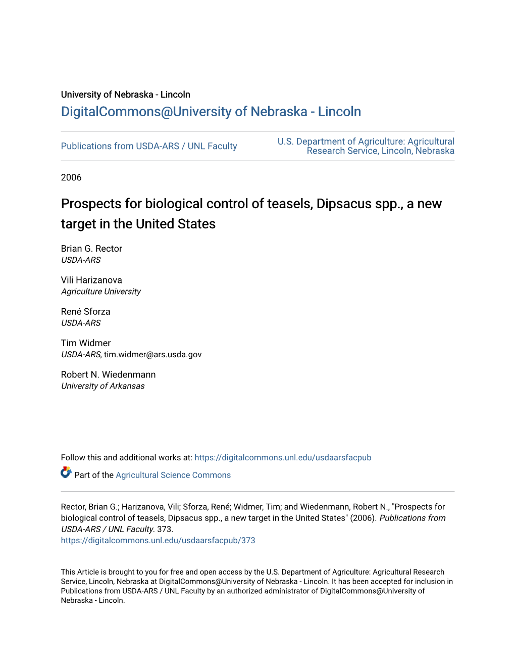 Prospects for Biological Control of Teasels, Dipsacus Spp., a New Target in the United States