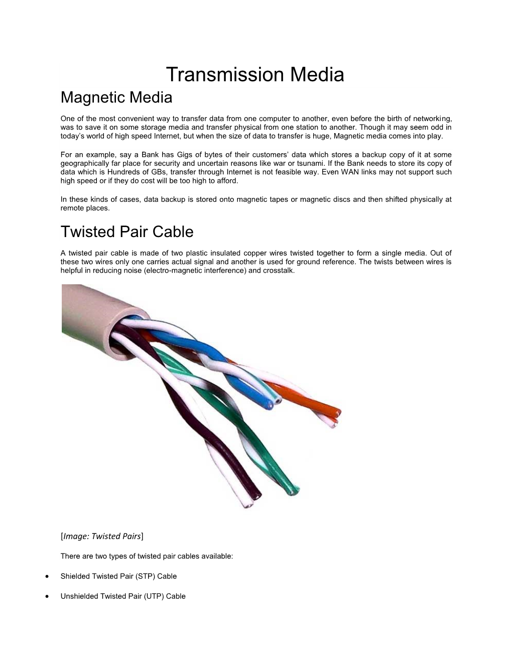 Transmission Media Magnetic Media