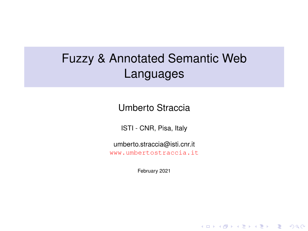 Fuzzy & Annotated Semantic Web Languages