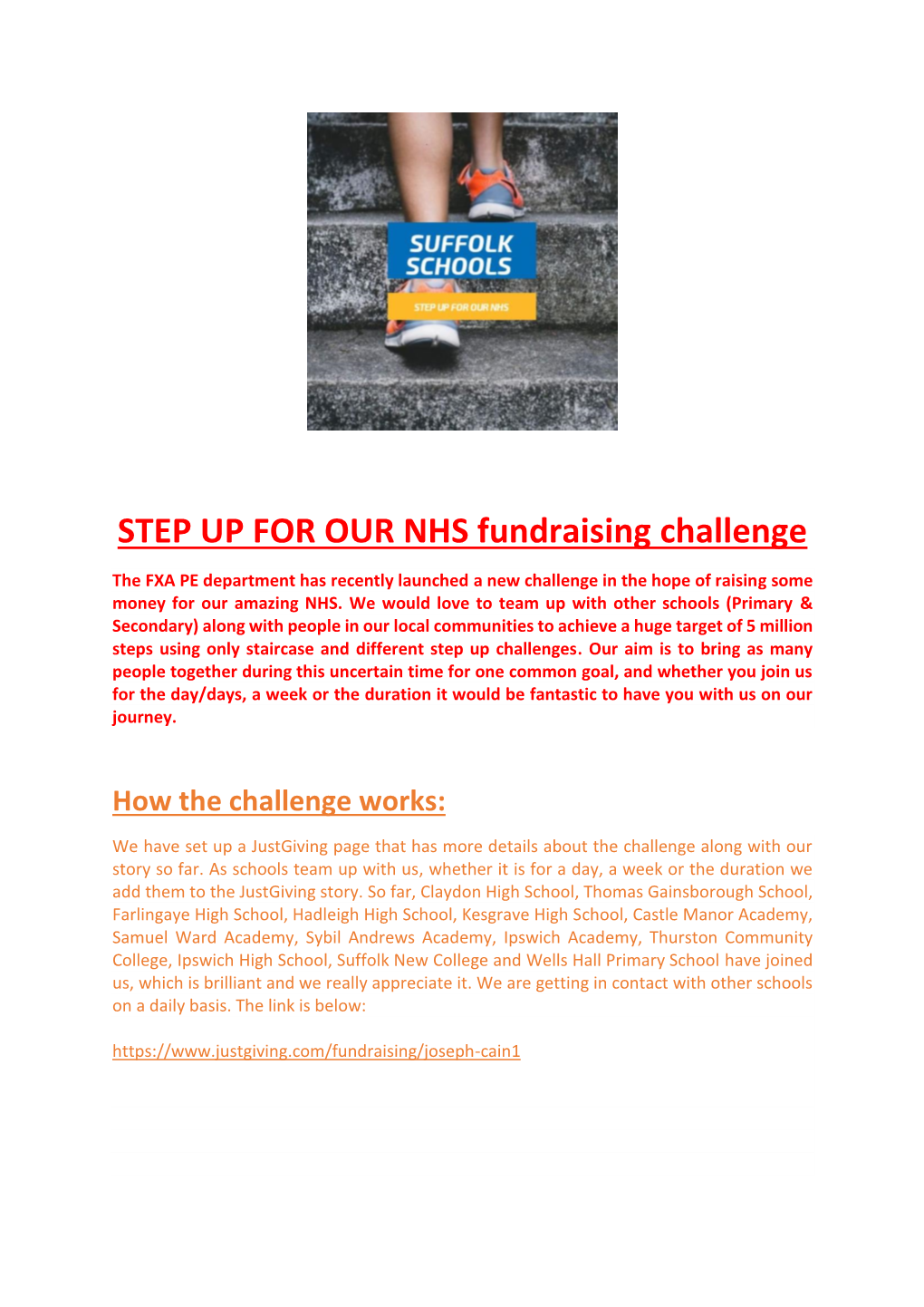 STEP up for OUR NHS Fundraising Challenge