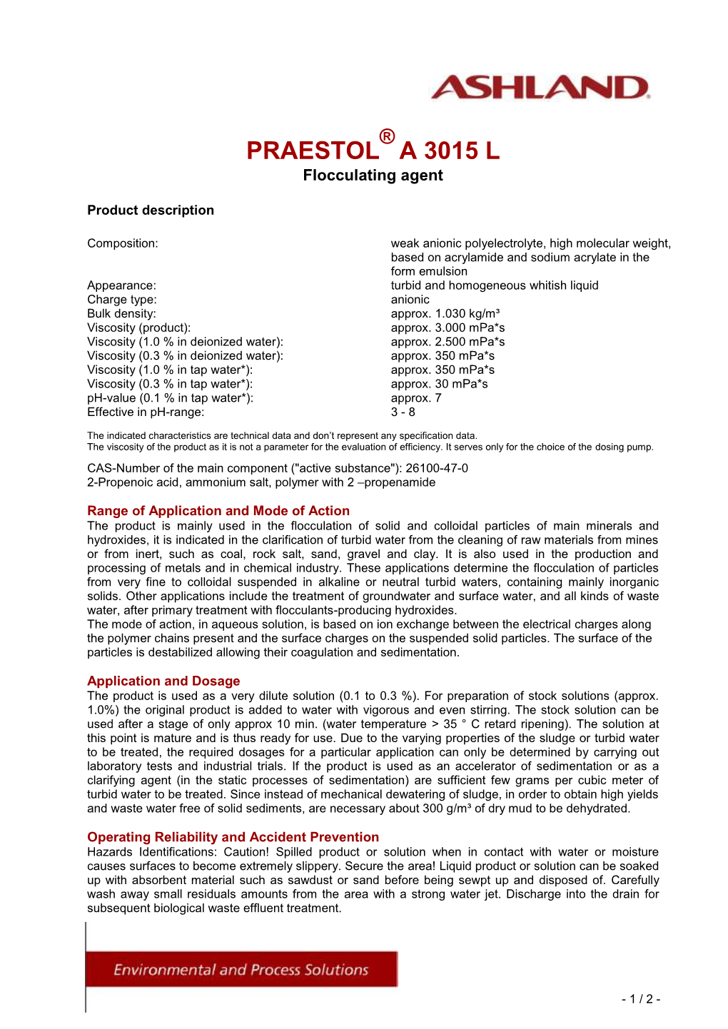 PRAESTOL a 3015 L Flocculating Agent