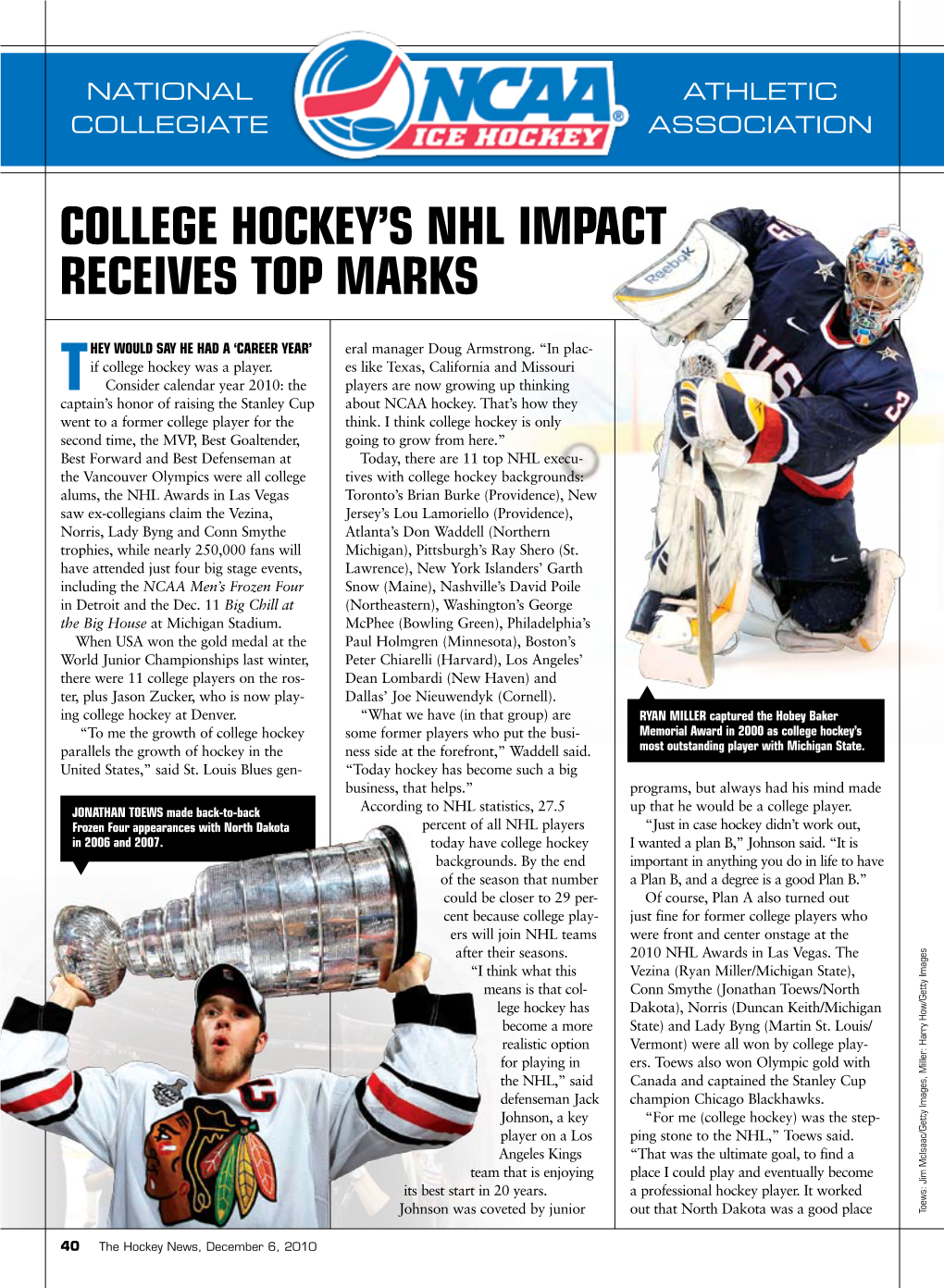 College Hockey's Nhl Impact Receives Top Marks
