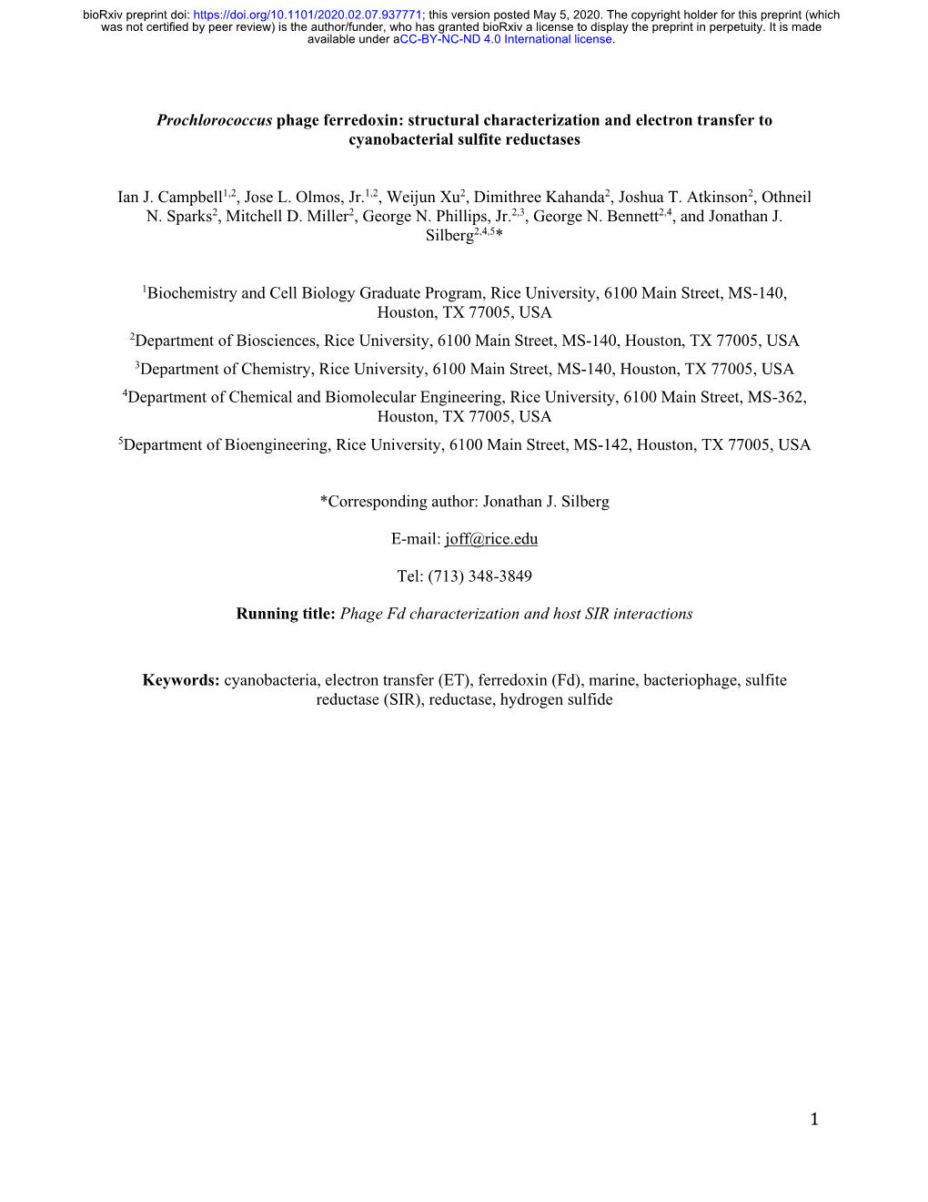 Structural Characterization and Electron Transfer to Cyanobacterial Sulfite Reductases