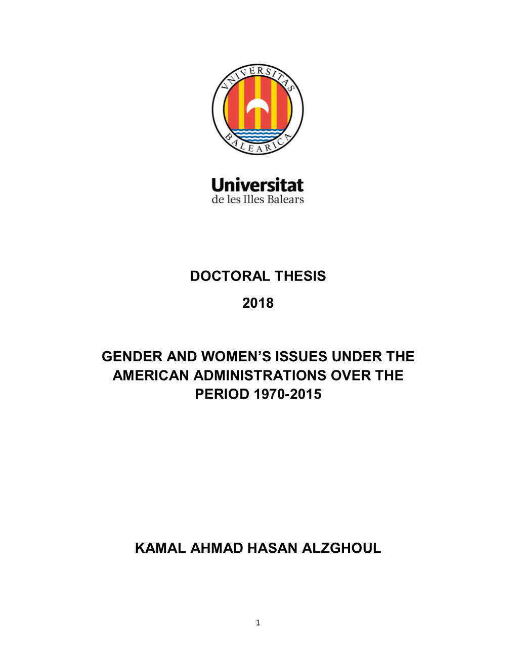 Doctoral Thesis 2018 Gender and Women's Issues