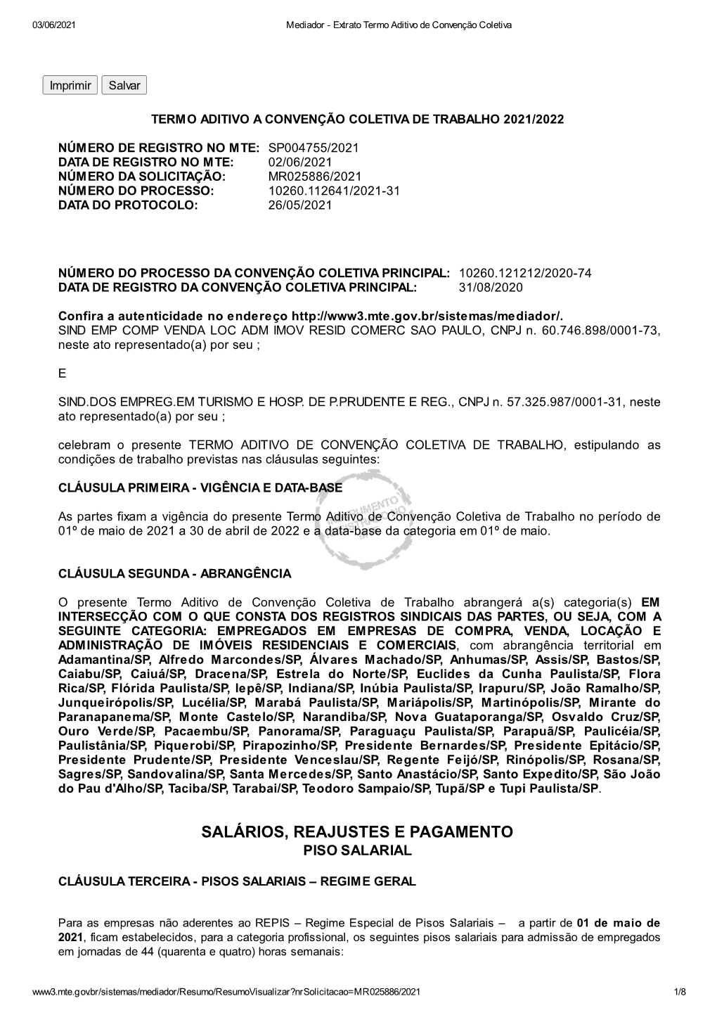 Salários, Reajustes E Pagamento Piso Salarial