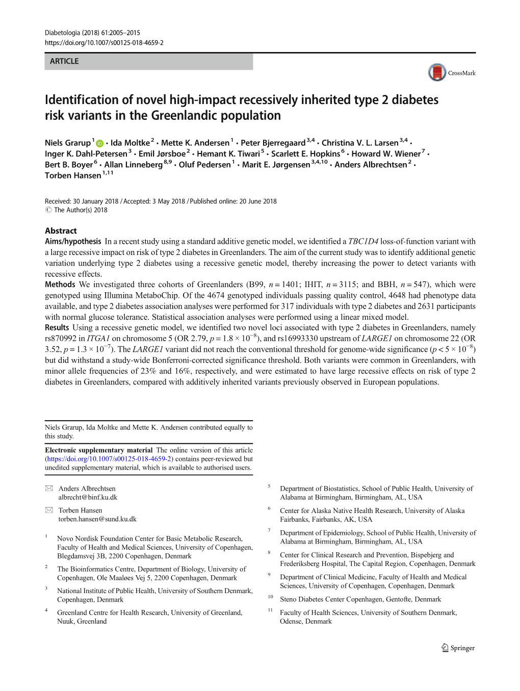 Identification of Novel High-Impact Recessively Inherited Type 2 Diabetes Risk Variants in the Greenlandic Population