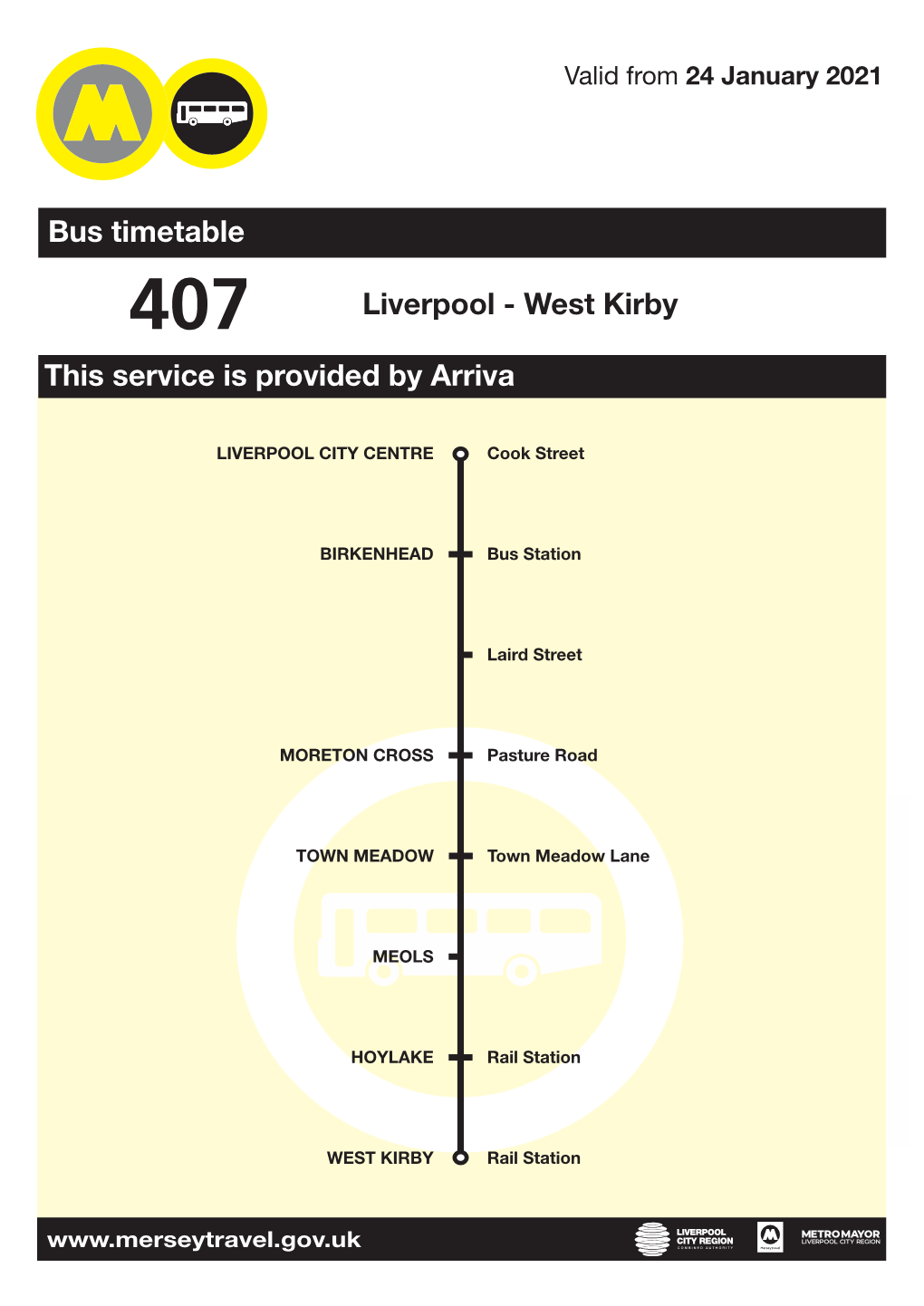Bus Timetable This Service Is Provided by Arriva