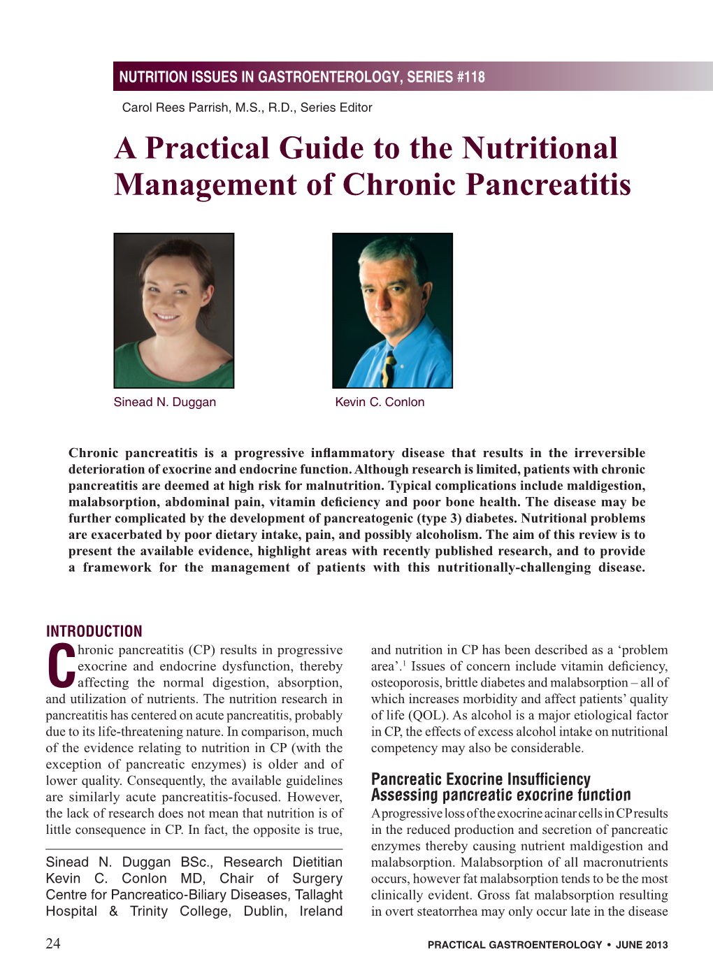 A Practical Guide to the Nutritional Management of Chronic Pancreatitis