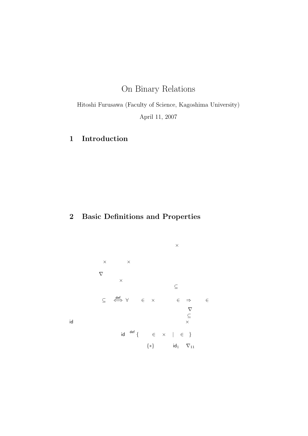 On Binary Relations