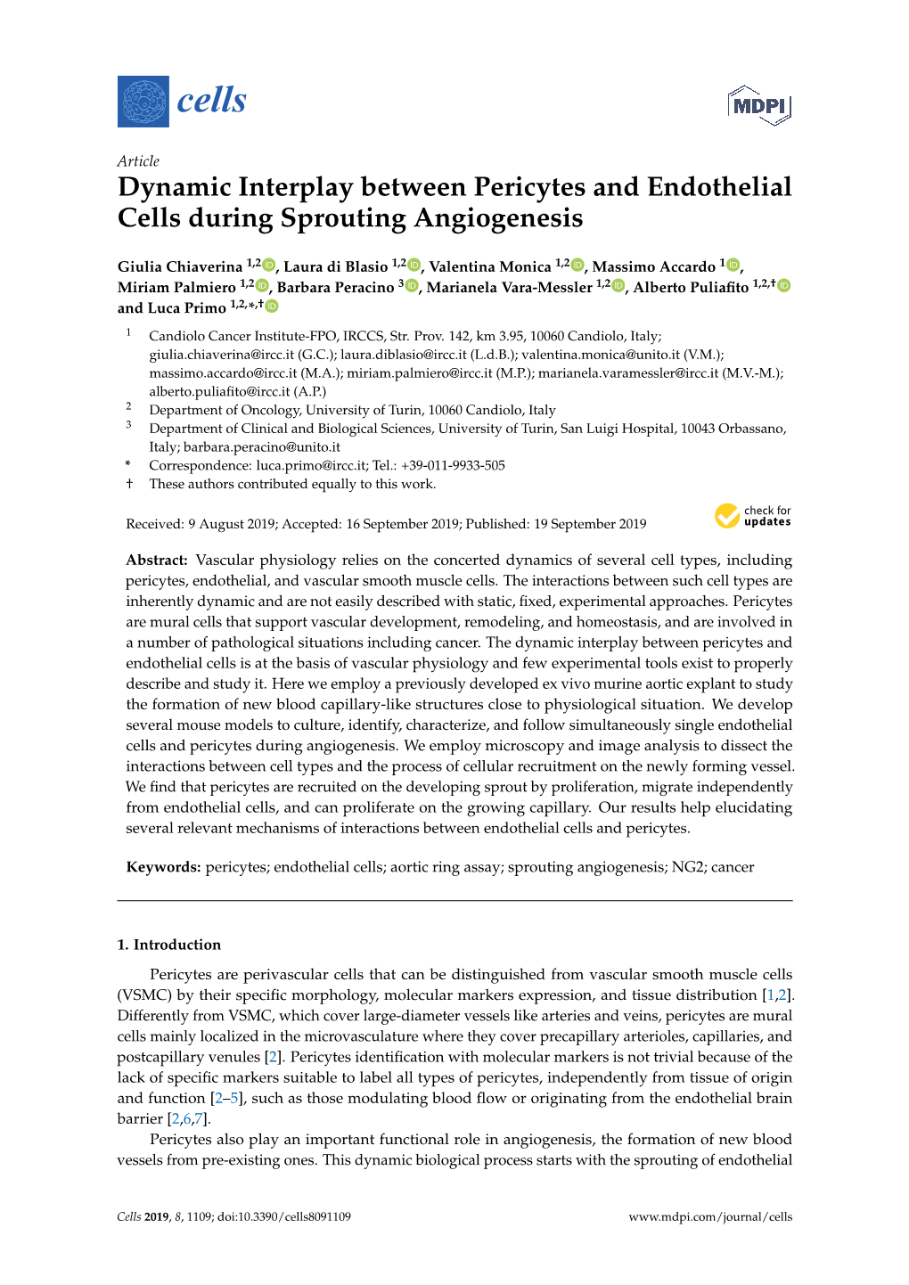 Dynamic Interplay Between Pericytes and Endothelial Cells During Sprouting Angiogenesis