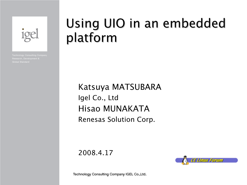 Using UIO in an Embedded Platform