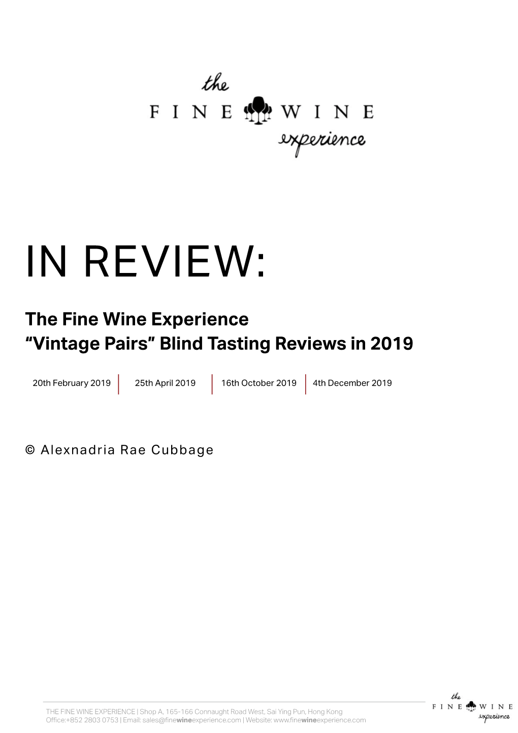 IN REVIEW: the Fine Wine Experience “Vintage Pairs” Blind Tasting Reviews in 2019