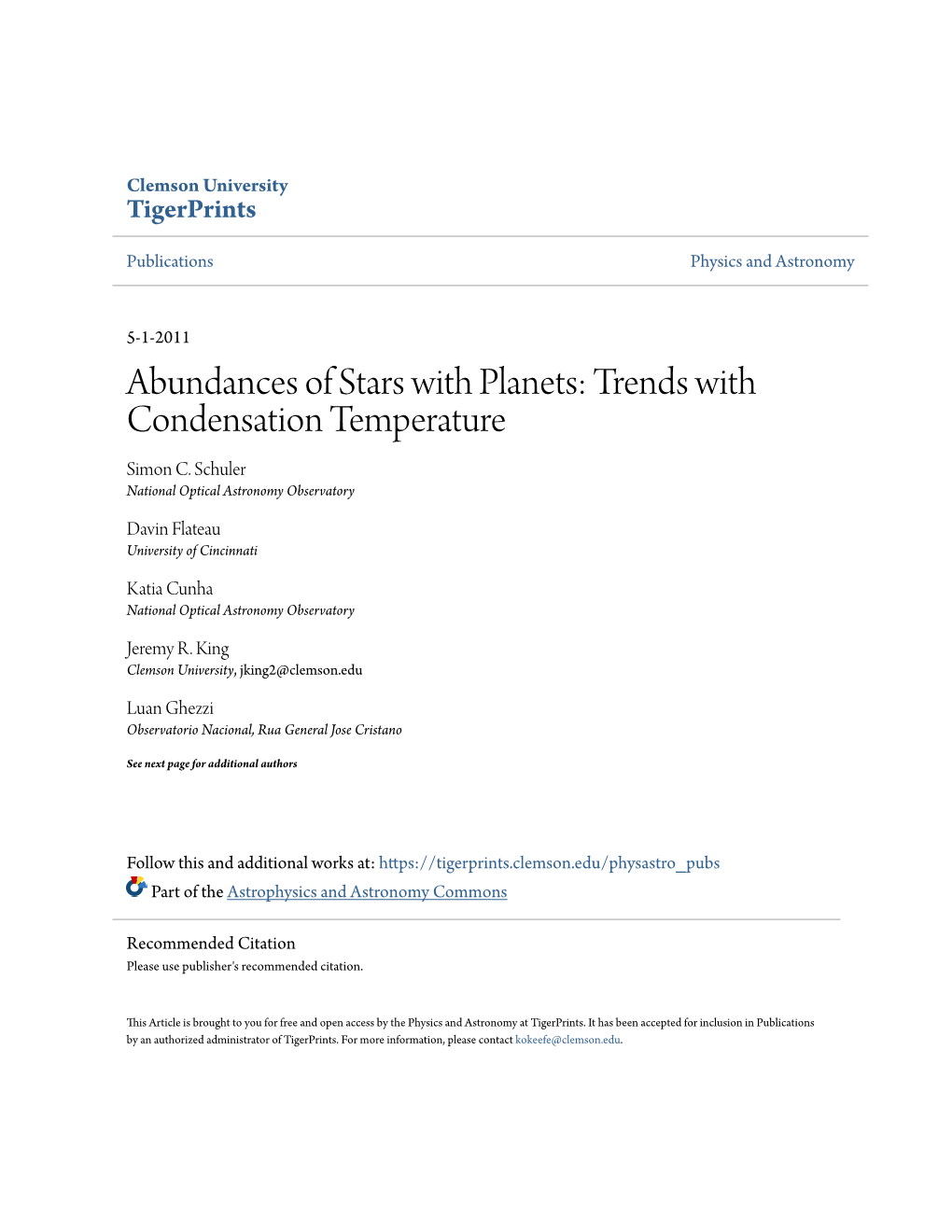 Abundances of Stars with Planets: Trends with Condensation Temperature Simon C