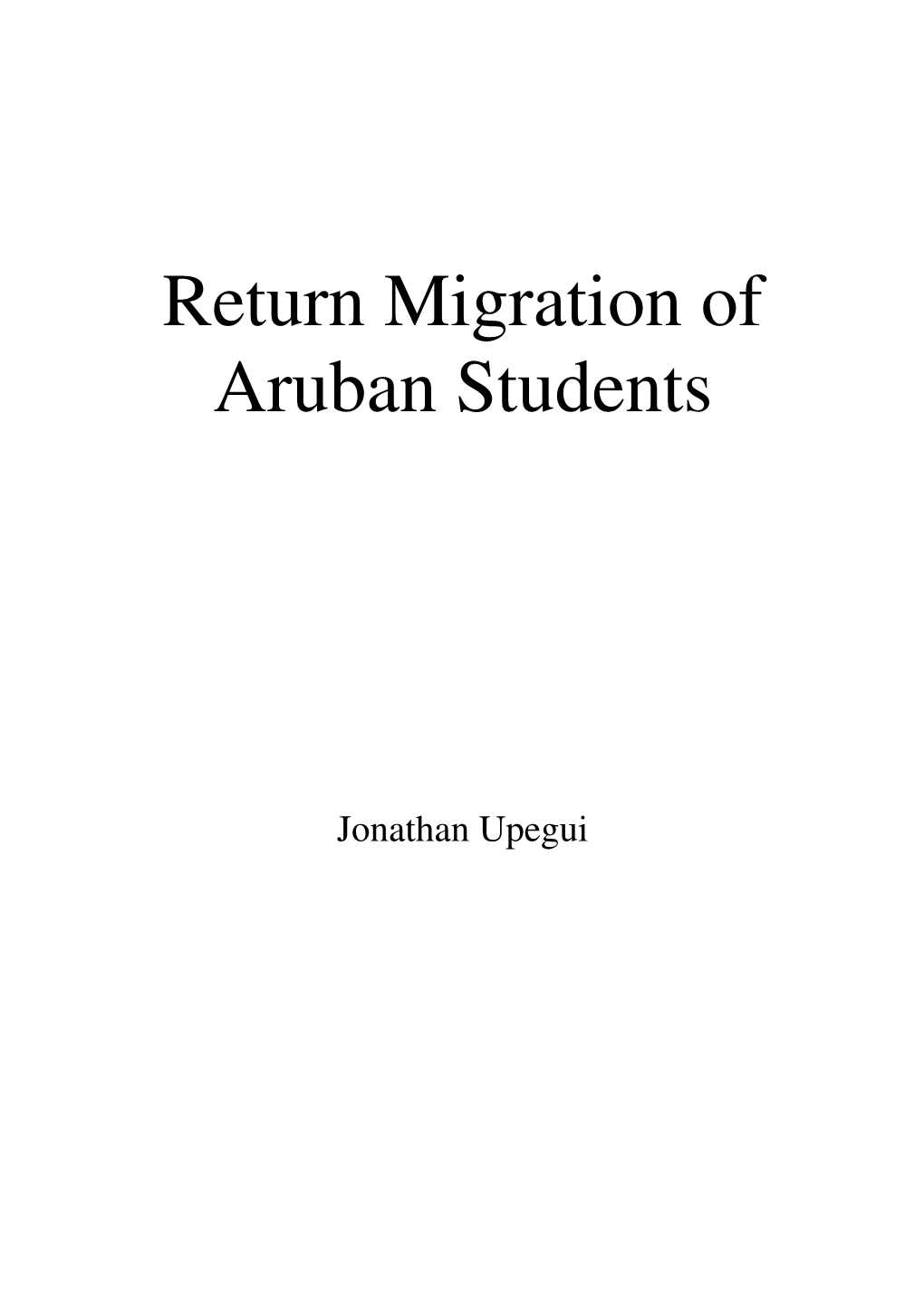 Return Migration of Aruban Students