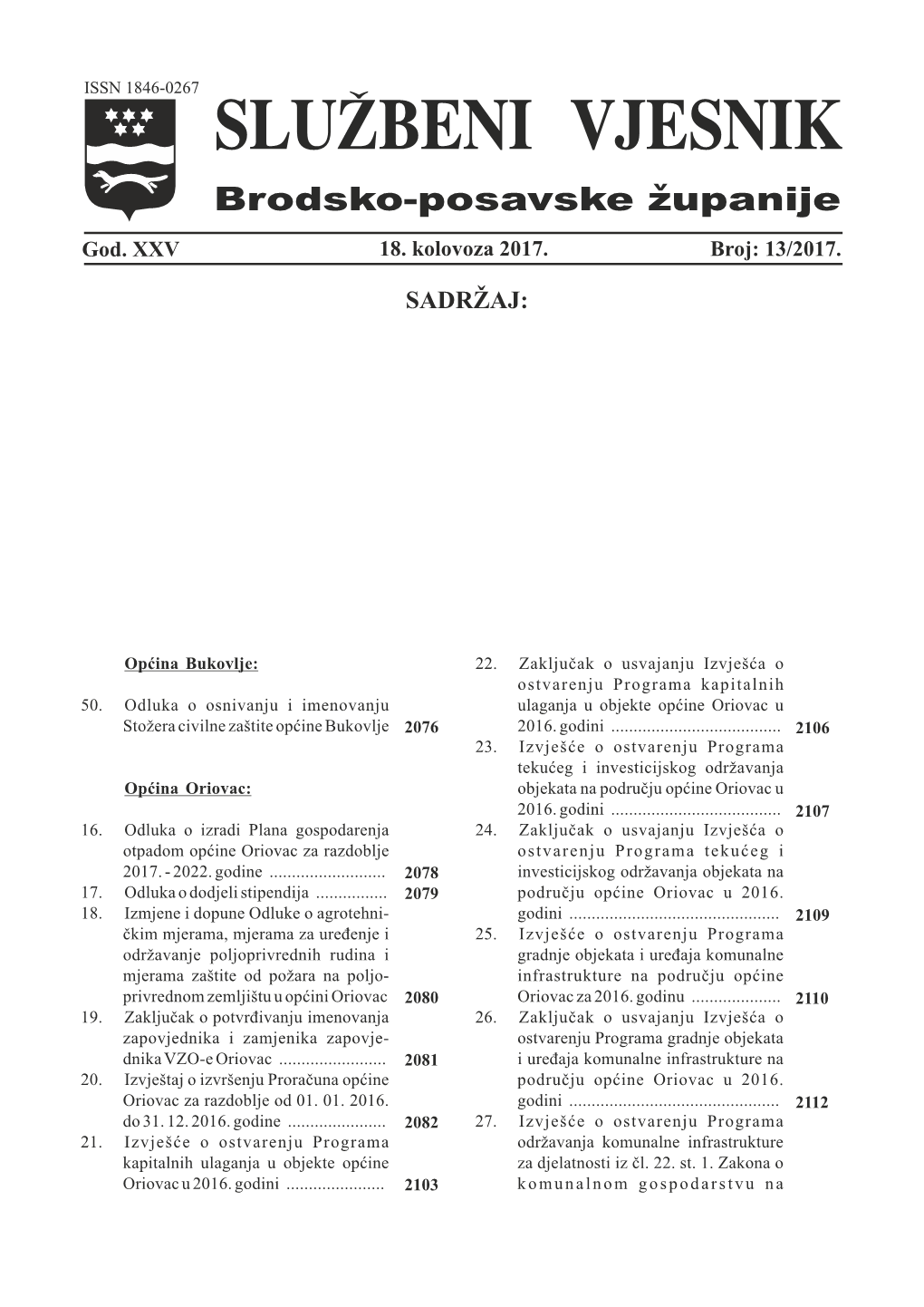 Općina Oriovac: Objekata Na Području Općine Oriovac U 2016