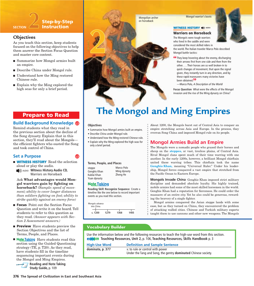 The Mongol and Ming Empires