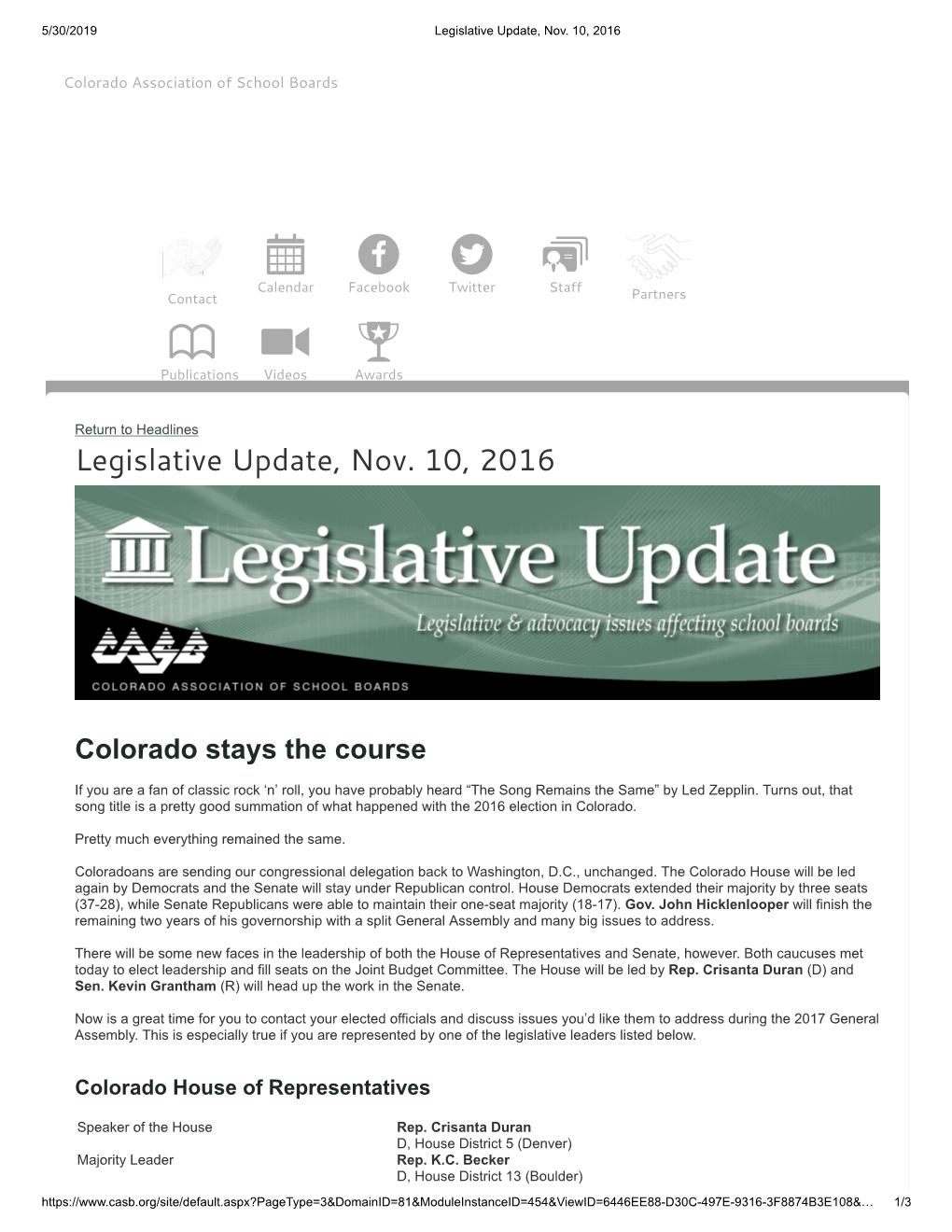 Legislative Update, November 10, 2016