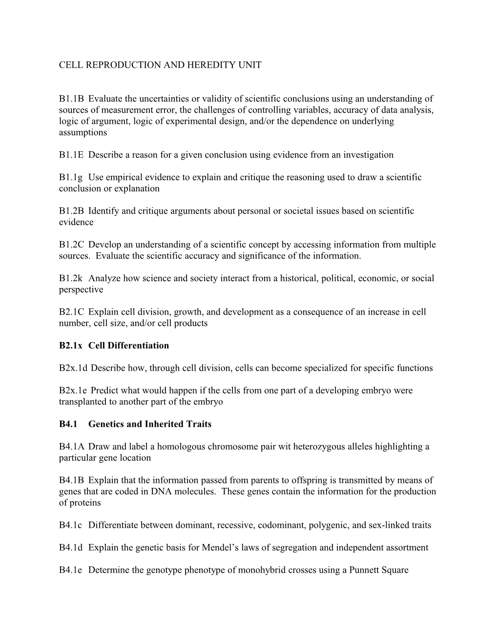 Cell Reproduction and Heredity Unit