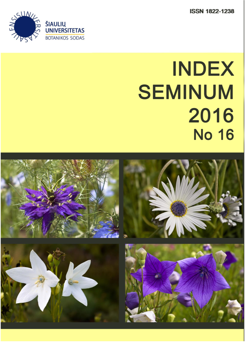 INDEX SEMINUM 2016 Siaulia