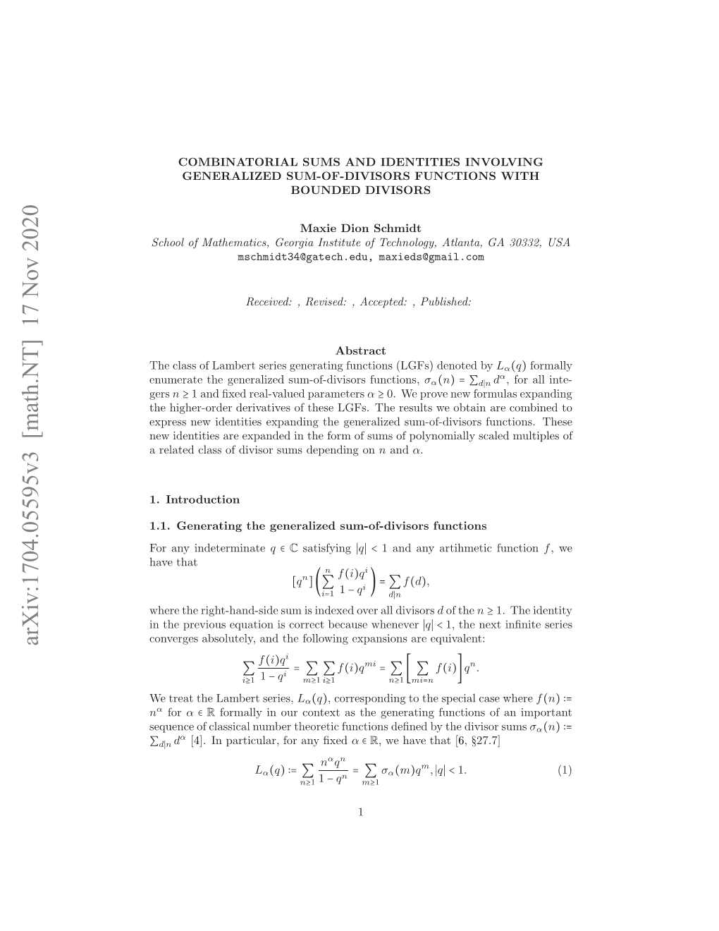 Combinatorial Sums and Identities Involving Generalized Sum-Of