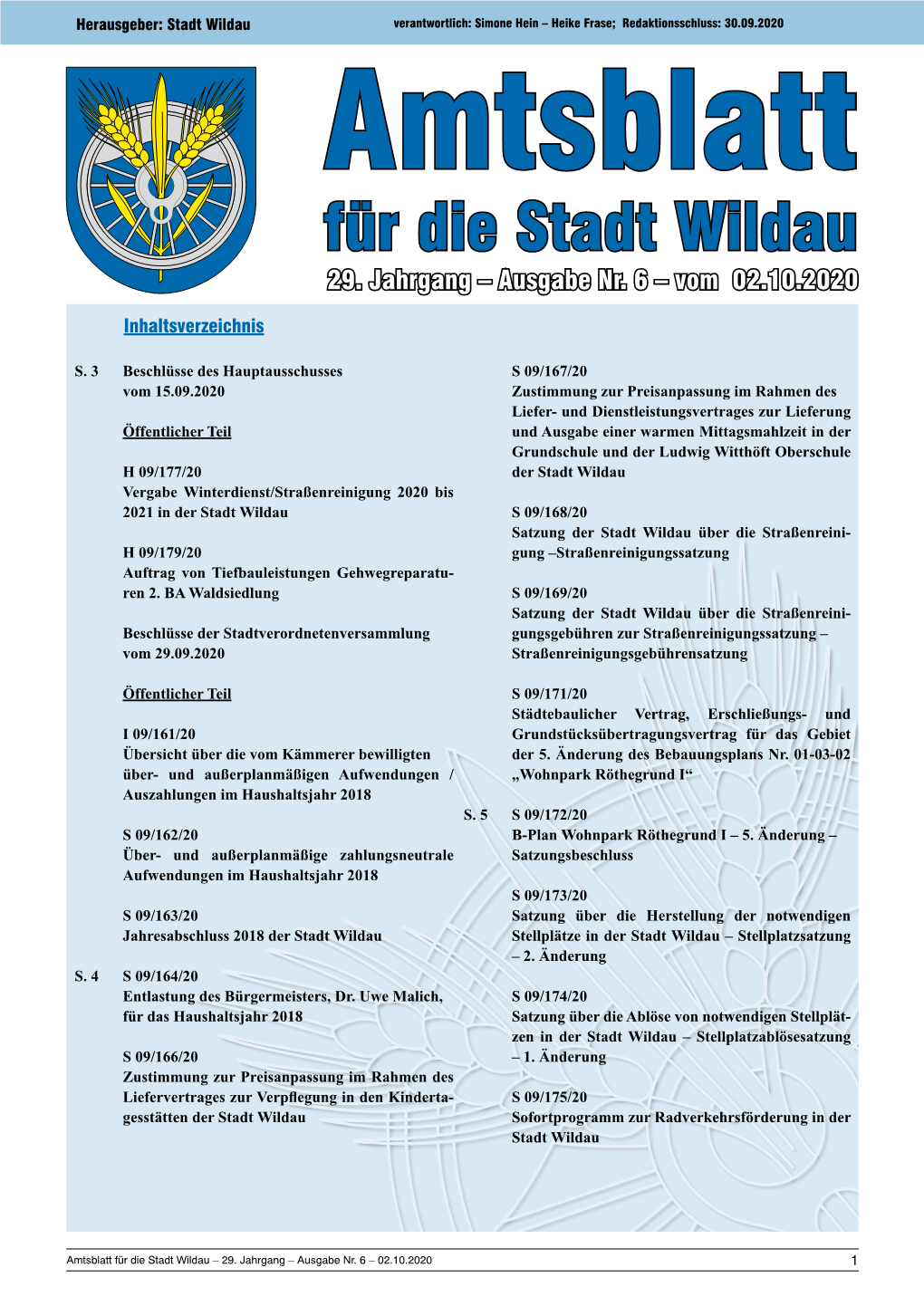 Wildauer Amtsblatt 2020 Ausgabe 6.Pdf