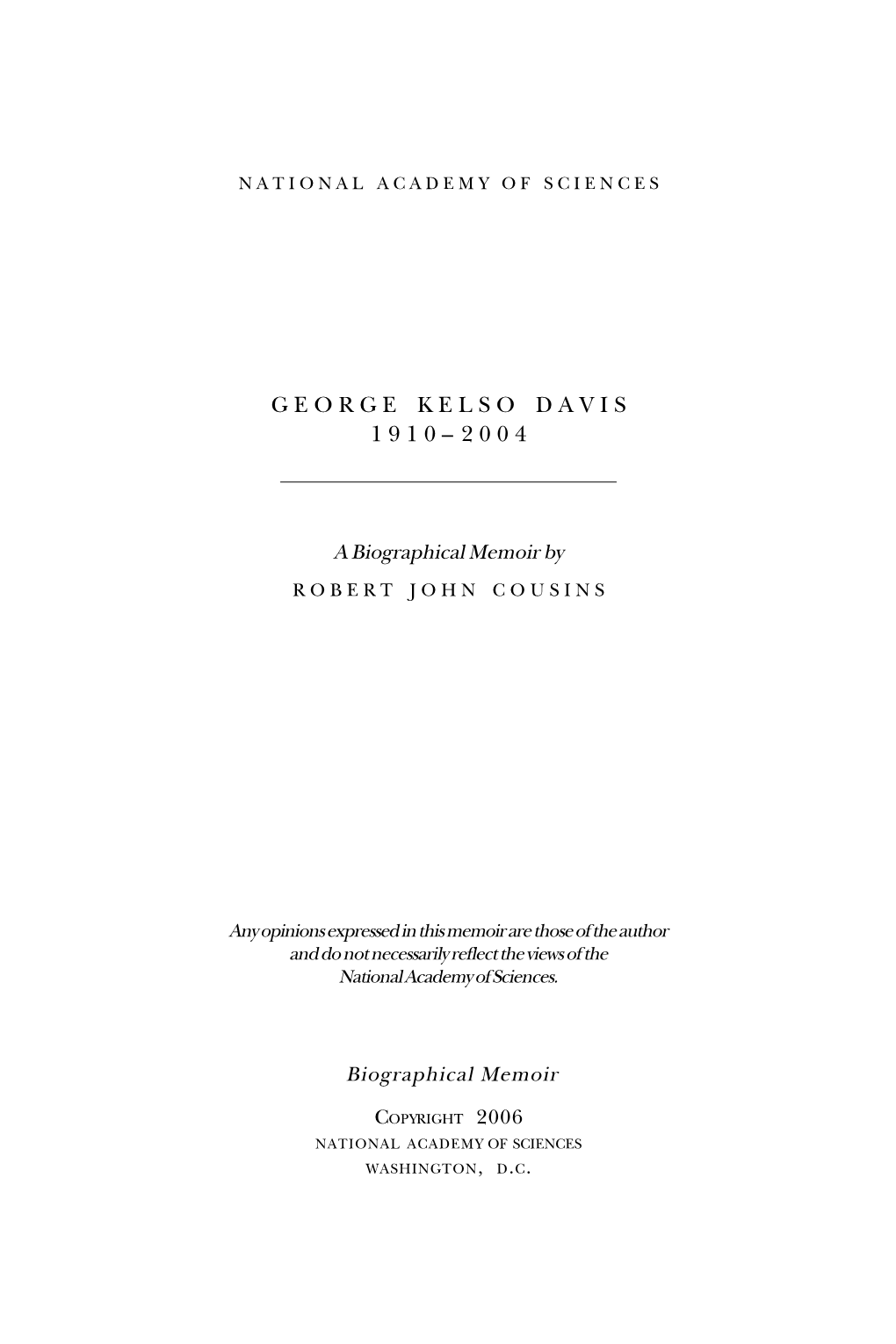 George Kelso Davis 1910–2004