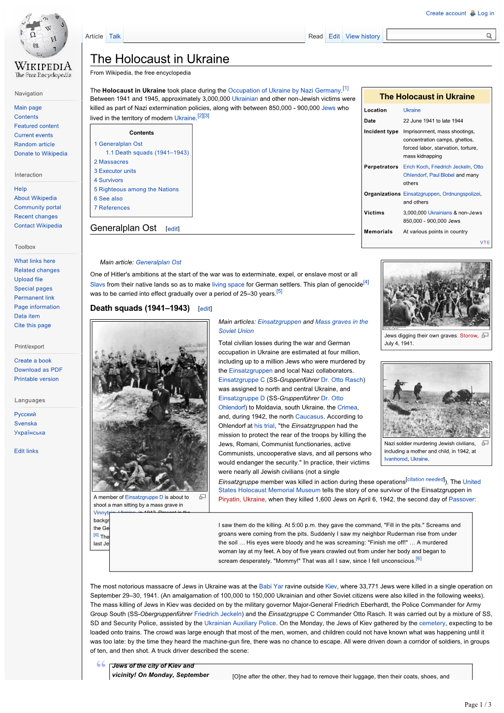 The Holocaust in Ukraine from Wikipedia, the Free Encyclopedia