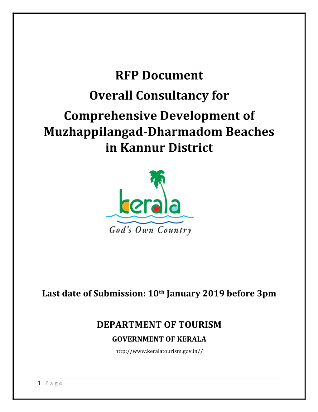 RFP Document Overall Consultancy for Comprehensive Development of Muzhappilangad-Dharmadom Beaches in Kannur District