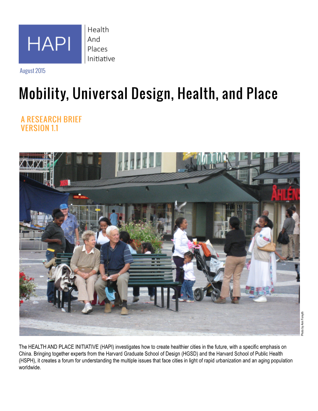 Mobility, Universal Design, Health, and Place