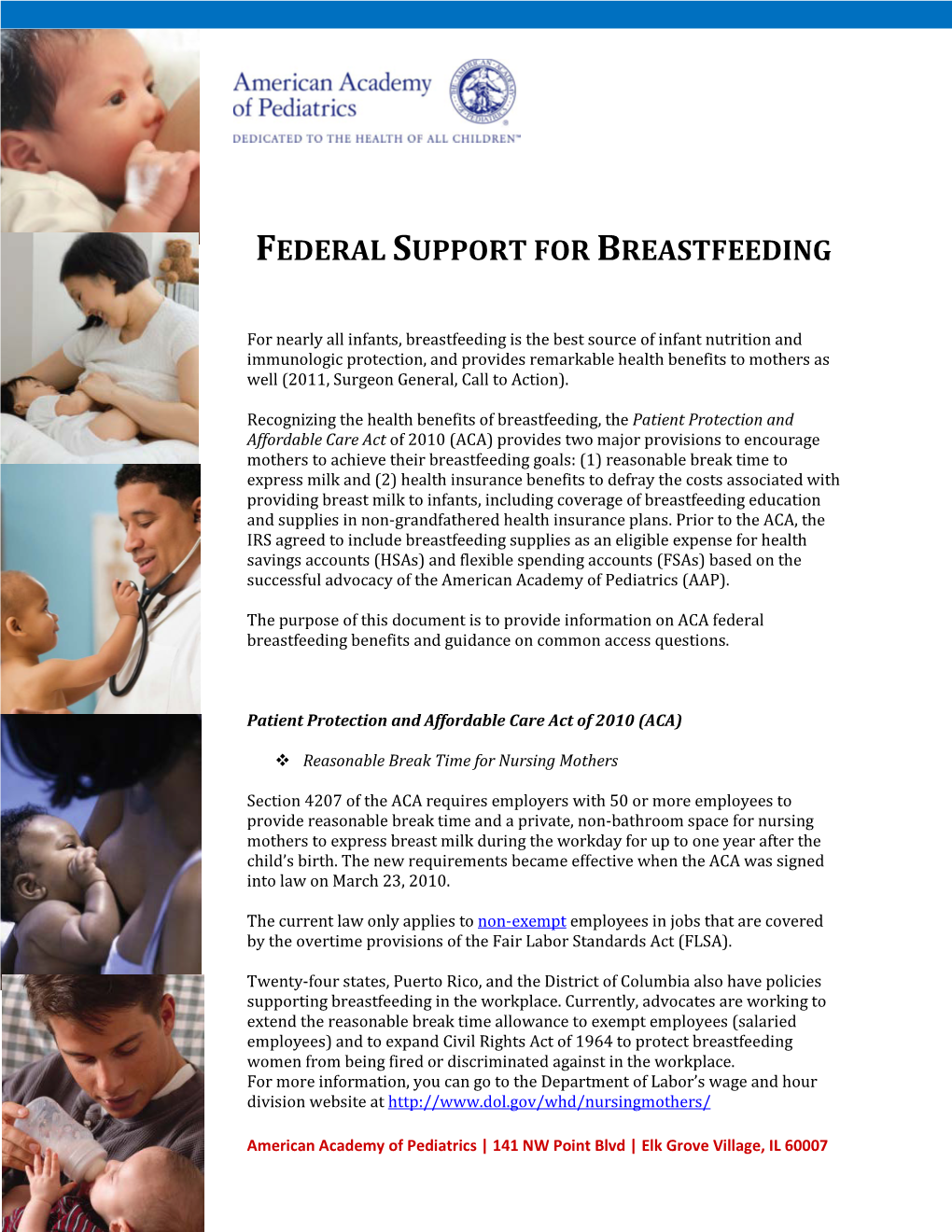 Federal Support for Breastfeeding