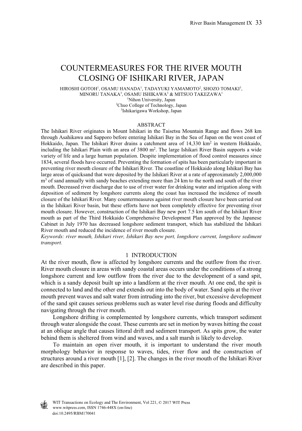 Countermeasures for the River Mouth Closing of Ishikari River, Japan