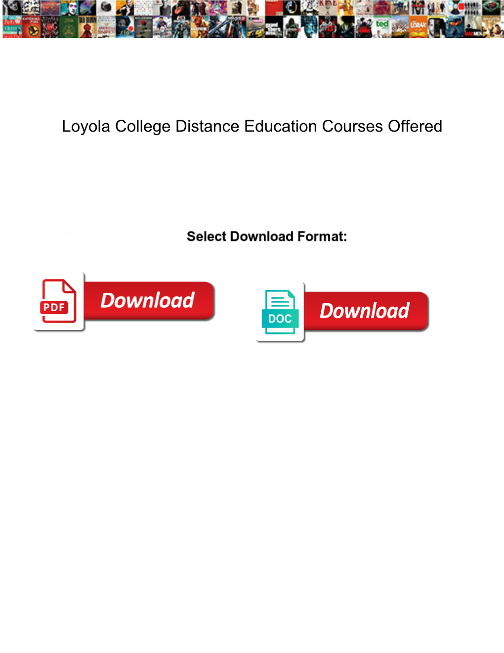 Loyola College Distance Education Courses Offered