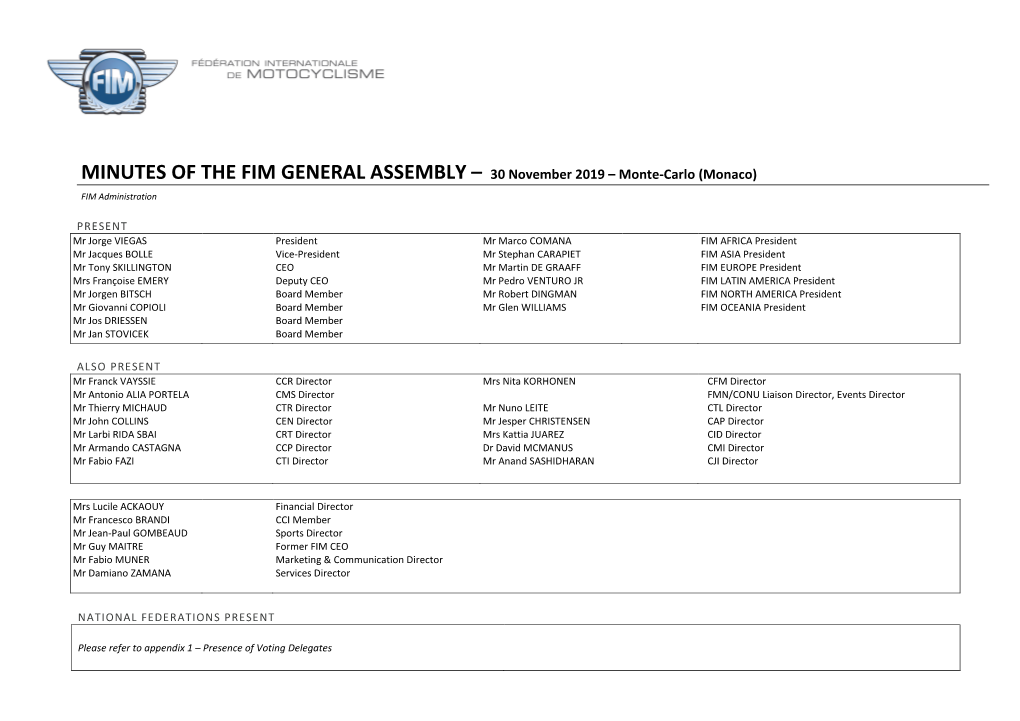 Monte-Carlo (Monaco) FIM Administration