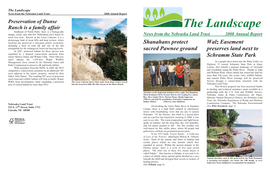 The Landscape News from the Nebraska Land Trust 2008 Annual Report