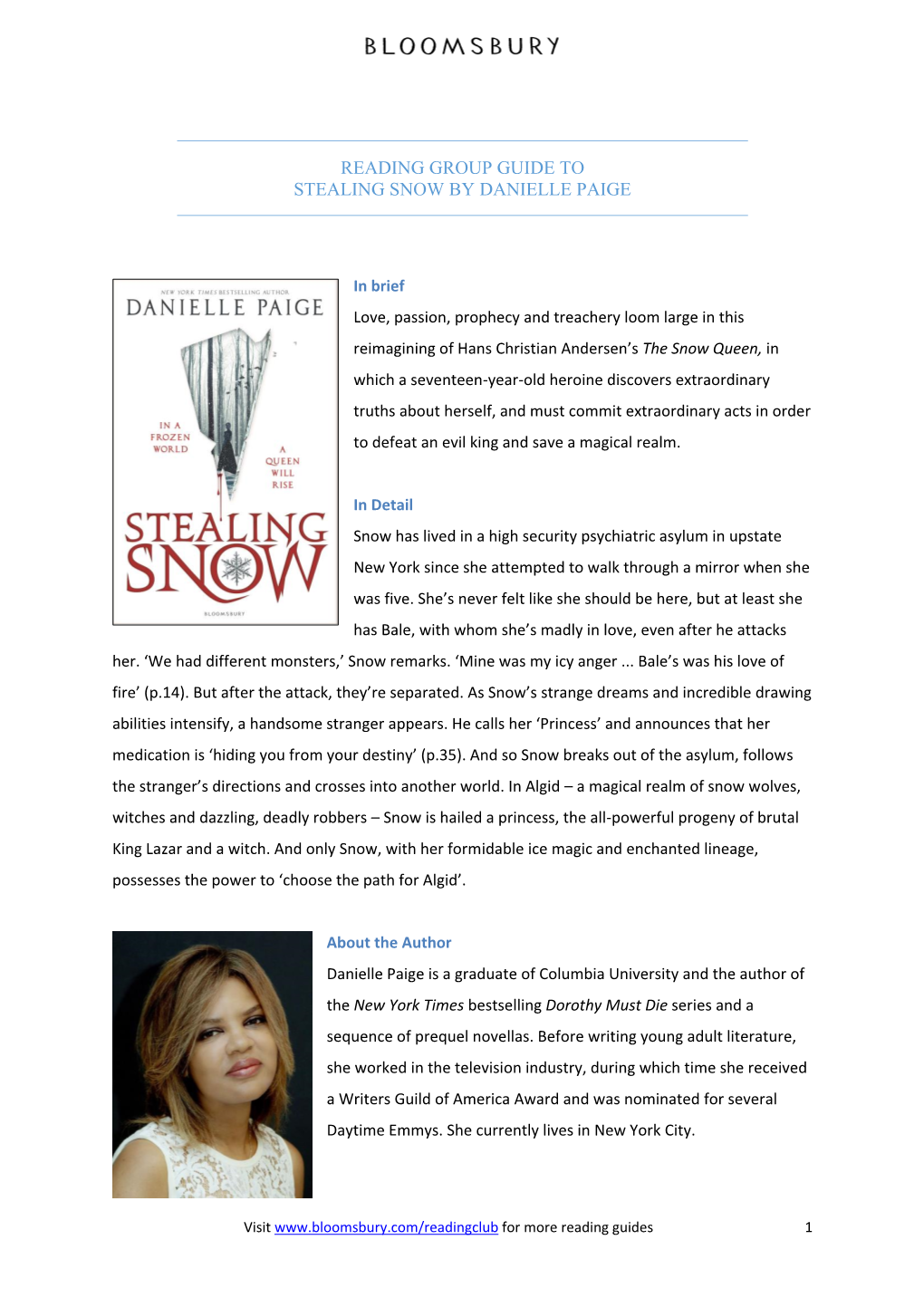 Reading Group Guide to Stealing Snow by Danielle Paige