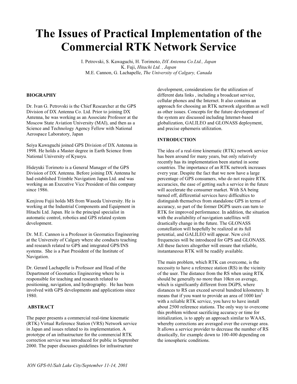 The Issues of Practical Implementation of the Commercial RTK Network Service
