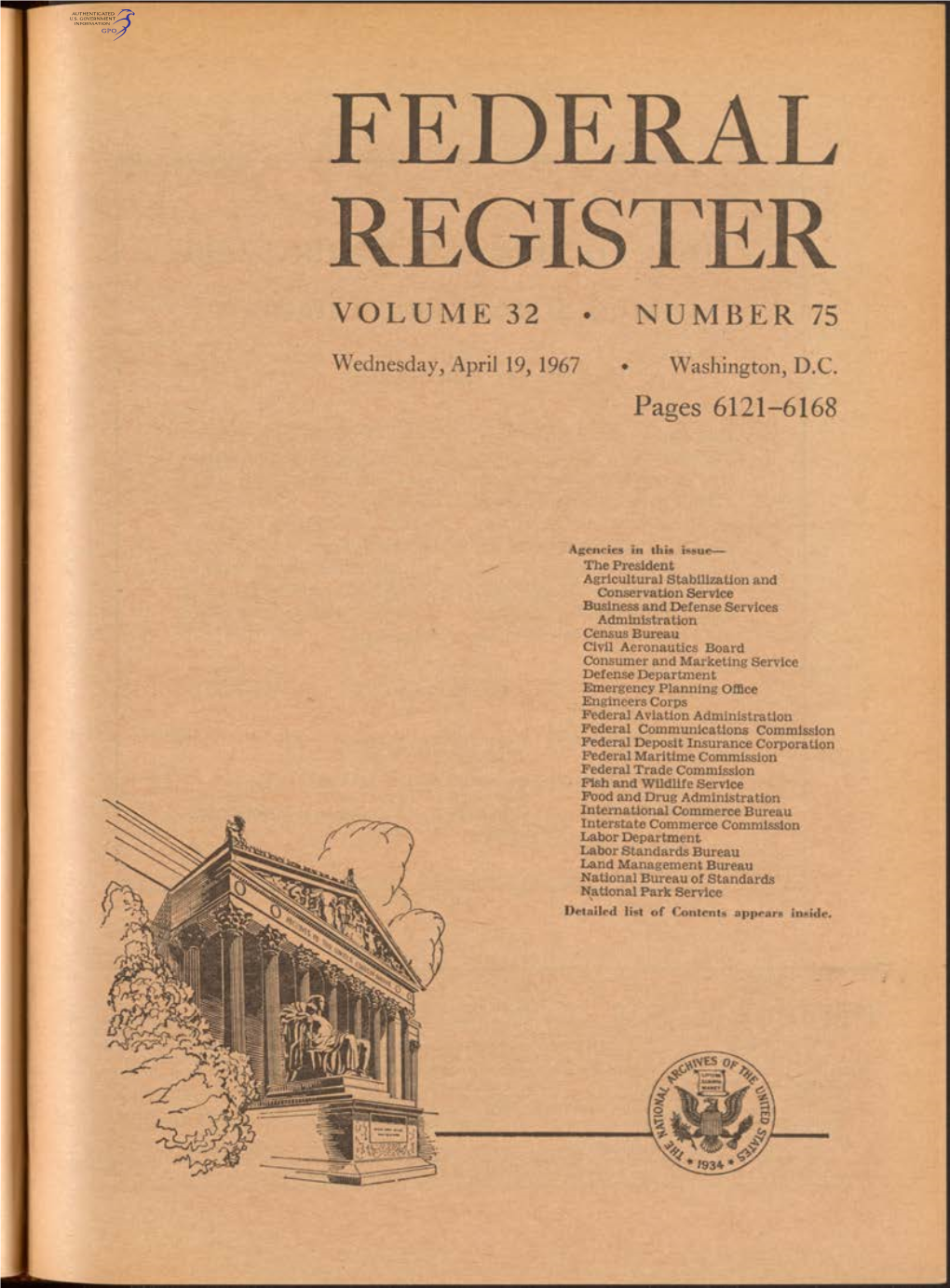 Federal Register Volume 32 Number 75