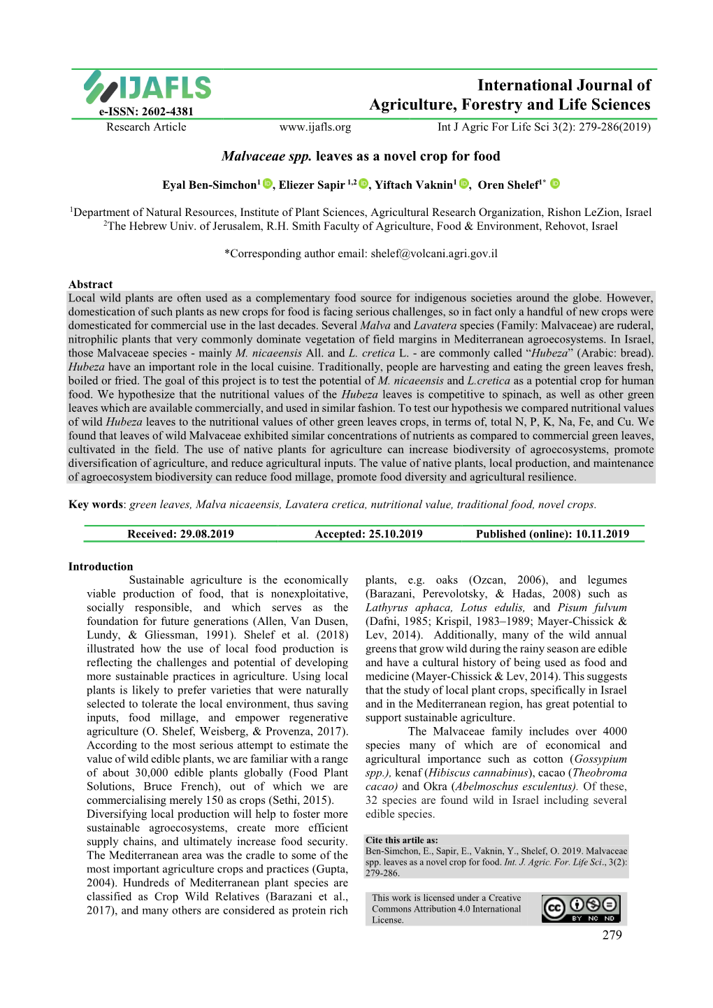 International Journal of Agriculture, Forestry and Life Sciences