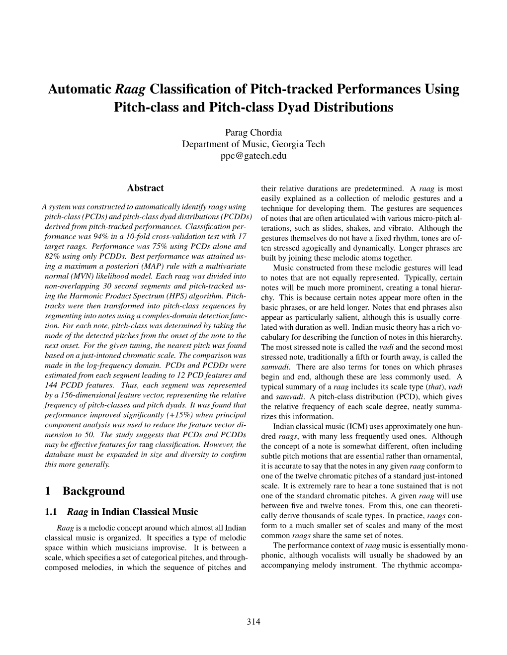 Automatic Raag Classification of Pitch-Tracked Performances Using