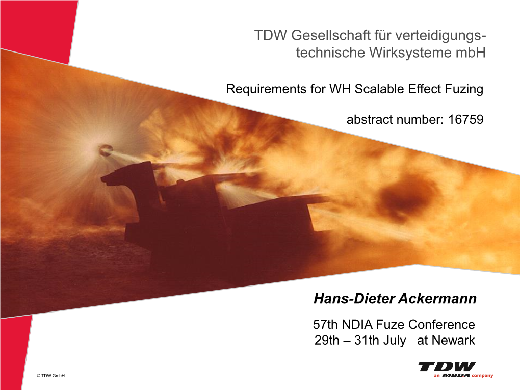 TDW Gesellschaft Für Verteidigungs- Technische Wirksysteme Mbh Hans