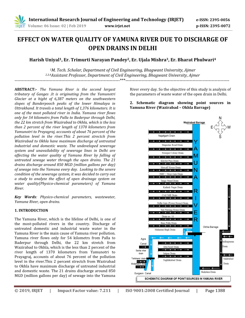 Effect on Water Quality of Yamuna River Due to Discharge of Open Drains in Delhi