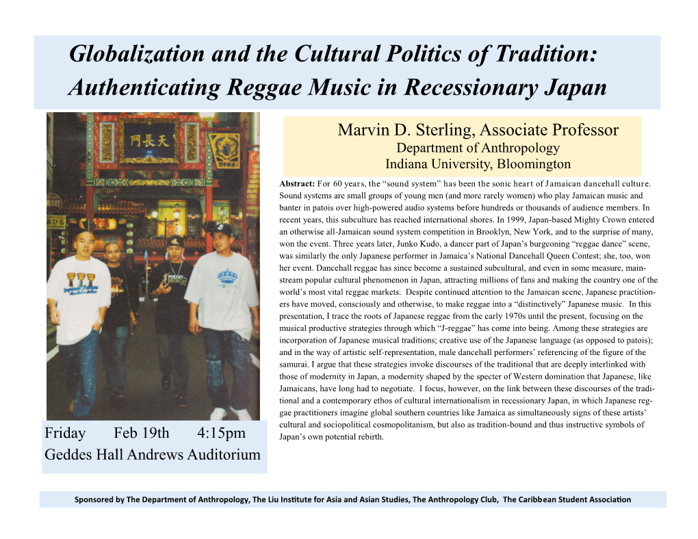 Globalization and the Cultural Politics of Tradition: Authenticating Reggae Music in Recessionary Japan