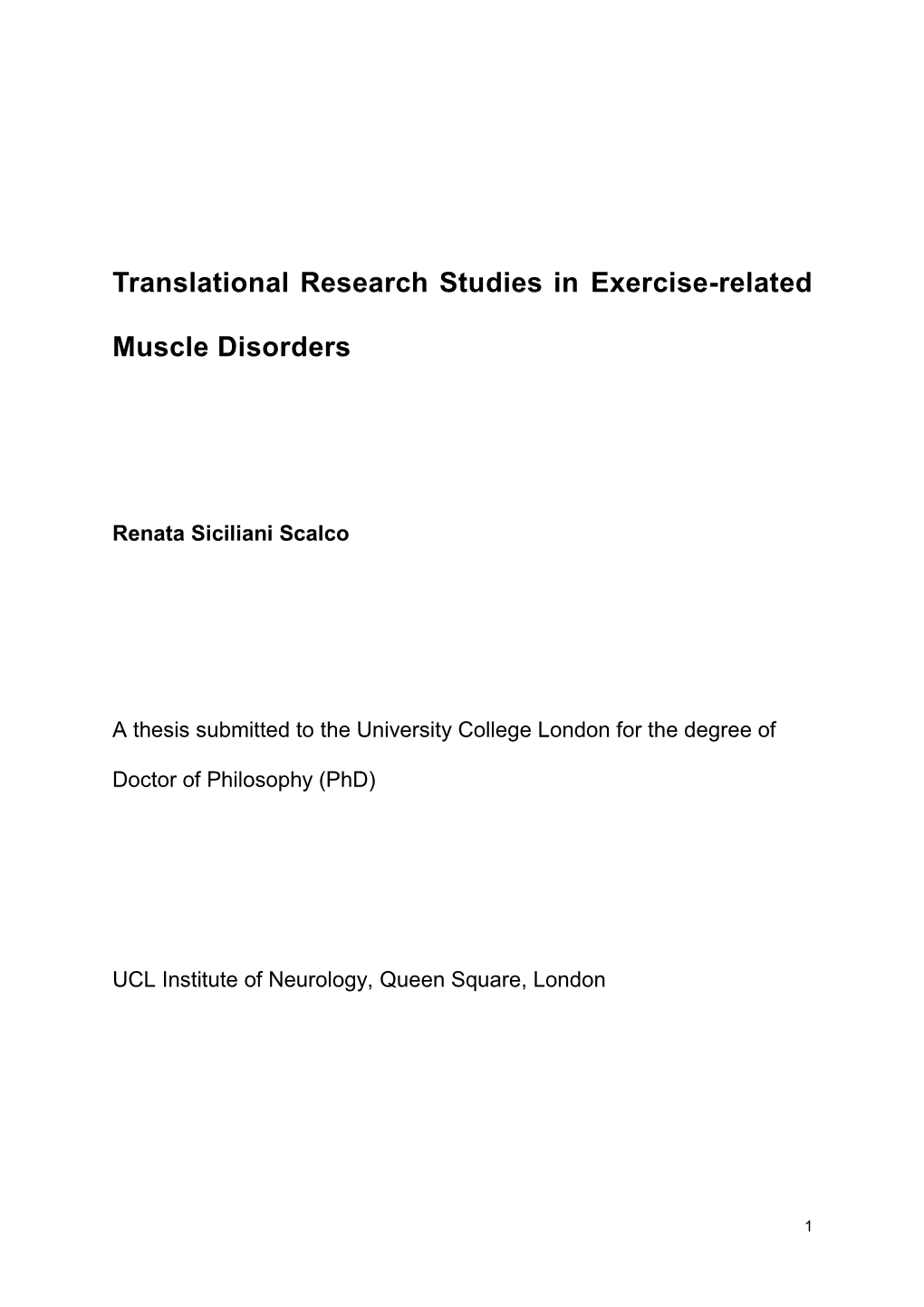 Translational Research Studies in Exercise-Related Muscle Disorders