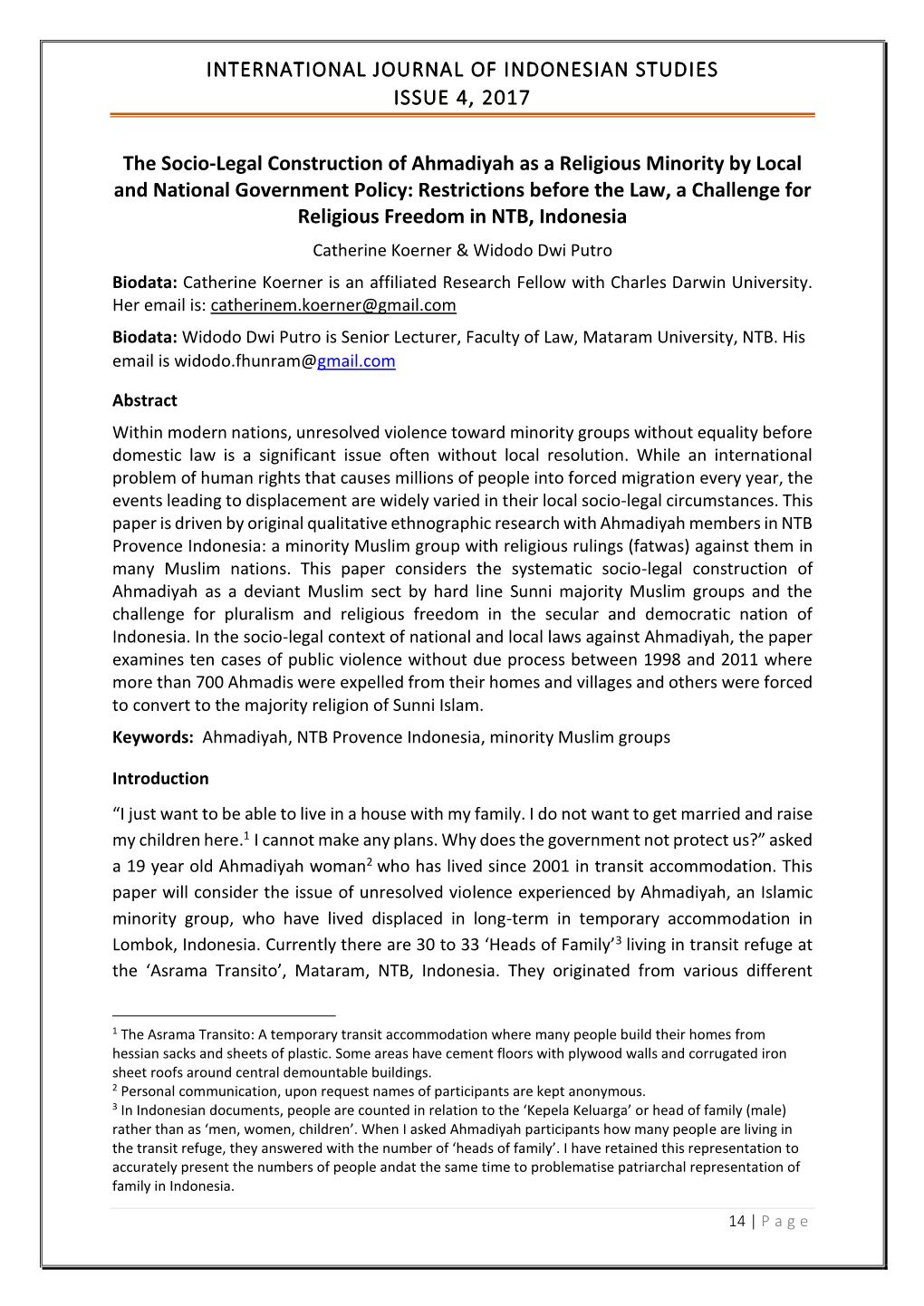 The Socio-Legal Construction of Ahmadiyah As a Religious Minority